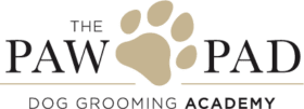 paw pad dog grooming academy logo