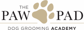 paw pad dog grooming academy logo